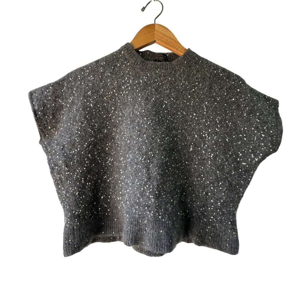 Fabiana Filippi Cashmere Silk Alpaca Merino Wool Sequin Knit Top Italy‎ Size L